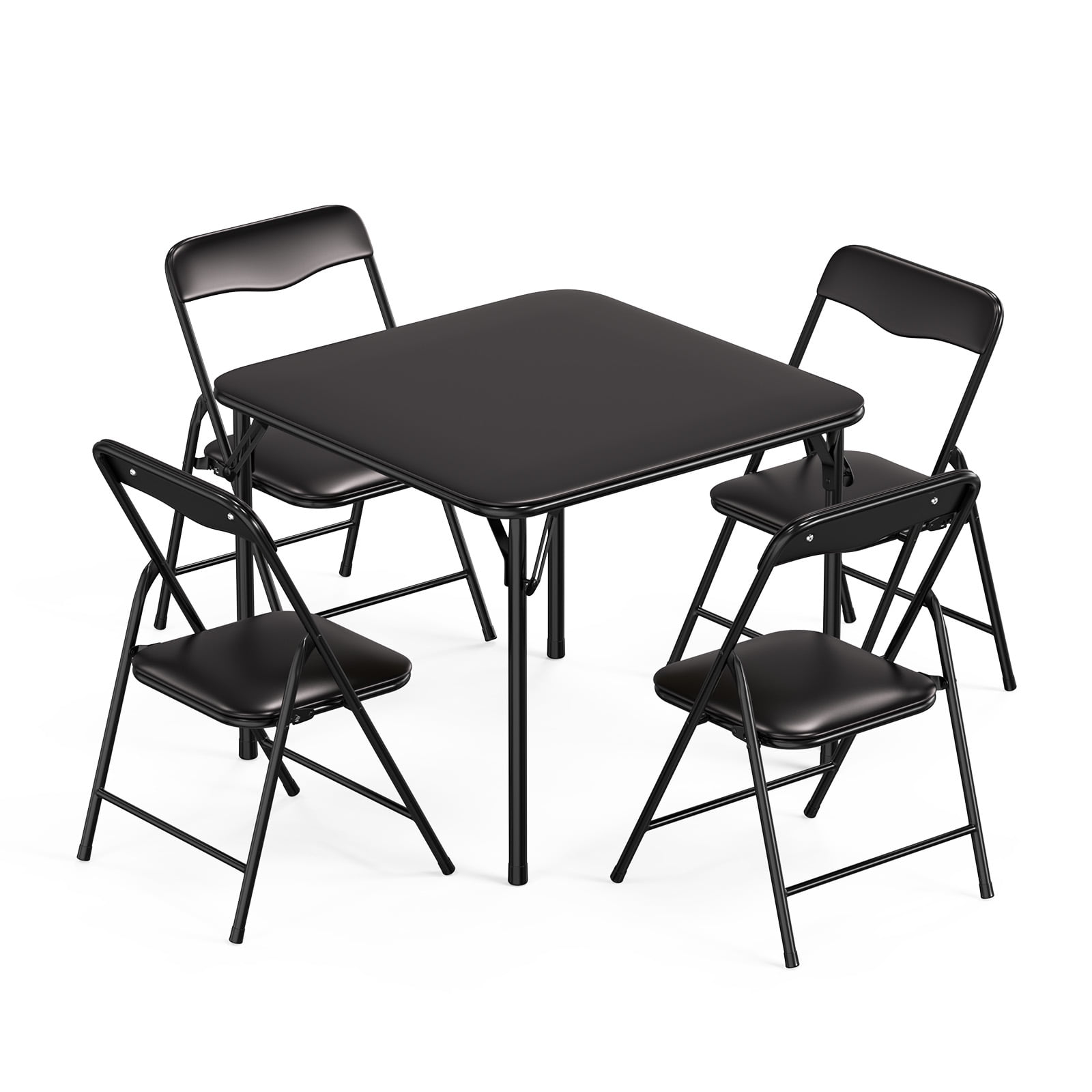 Matladin 3-Piece Kids Folding Table and Chairs Set, Metal Frame Children's Activity Set with Easy-Fold Design, Kids Table with 4 Chairs