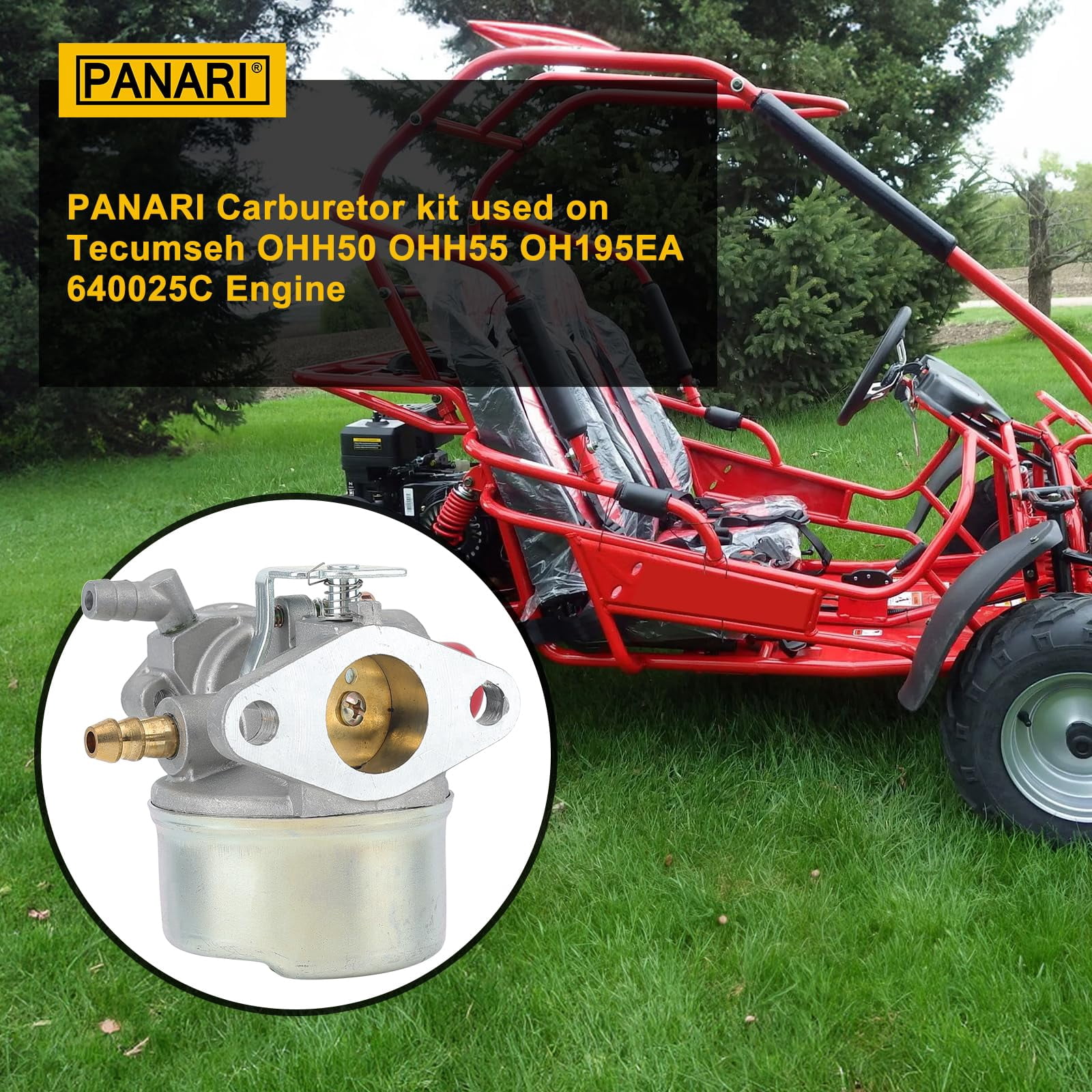 OHH60 OHH55 Carburetor Kit for Tecumesh 6.5HP 5.5HP 5HP OH195EA OHH65 OHH50 OHH55 OHH60 Engine Lawn Mower Carburetor Parts Replace 640004 640025 640014 640017 Tecumesh Carb