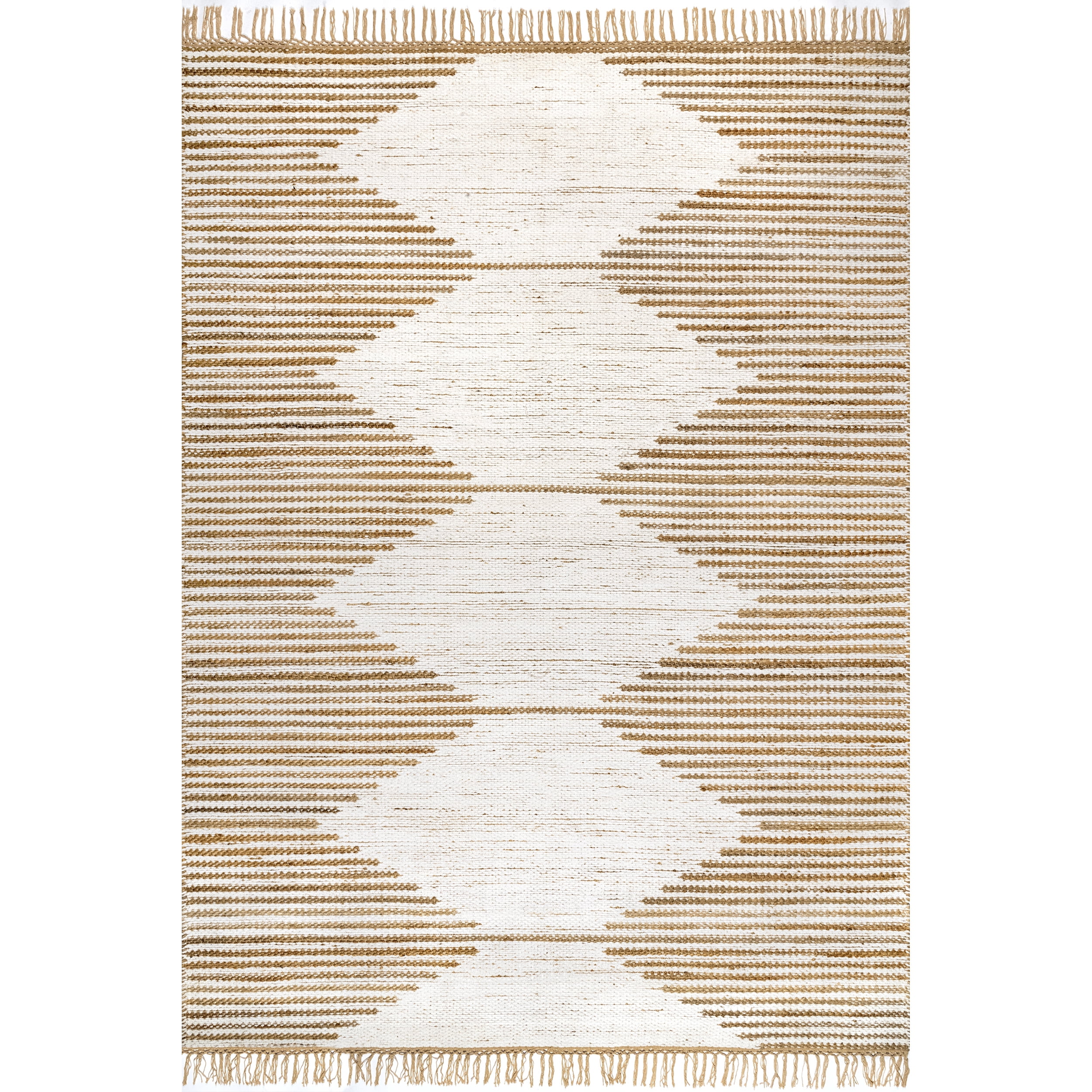 nuLOOM Clea Hand Woven Geometric Flatweave Tassel Area Rug, 8' x 10', Natural