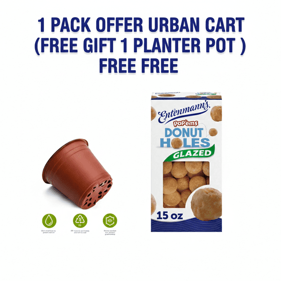 ( 1 Pack )Entenmann's Pop'ems Glazed Donut Holes,( With Disposable Planter 1 Pot ) Free Gift Urban Cart