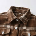thumbnail image 5 of Shldybc Toddler Boys Girls Flannel Shirt Jacket Plaid Jacket Long Sleeve Lapel Button Down Shacket Fall Shirt Coat Outwear( Brown, 3-6 Months ), 5 of 9