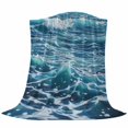thumbnail image 6 of Blue Teal Coastal Blanket Soft Cozy Warm Throw Blanket for Couch, Plush Fuzzy Flannel Fleece Blankets for Sofa, Waves Sea Nautical Ocean Summer Beach Bed Blankets Lightweight Gifts for Women, 40"x50", 6 of 9