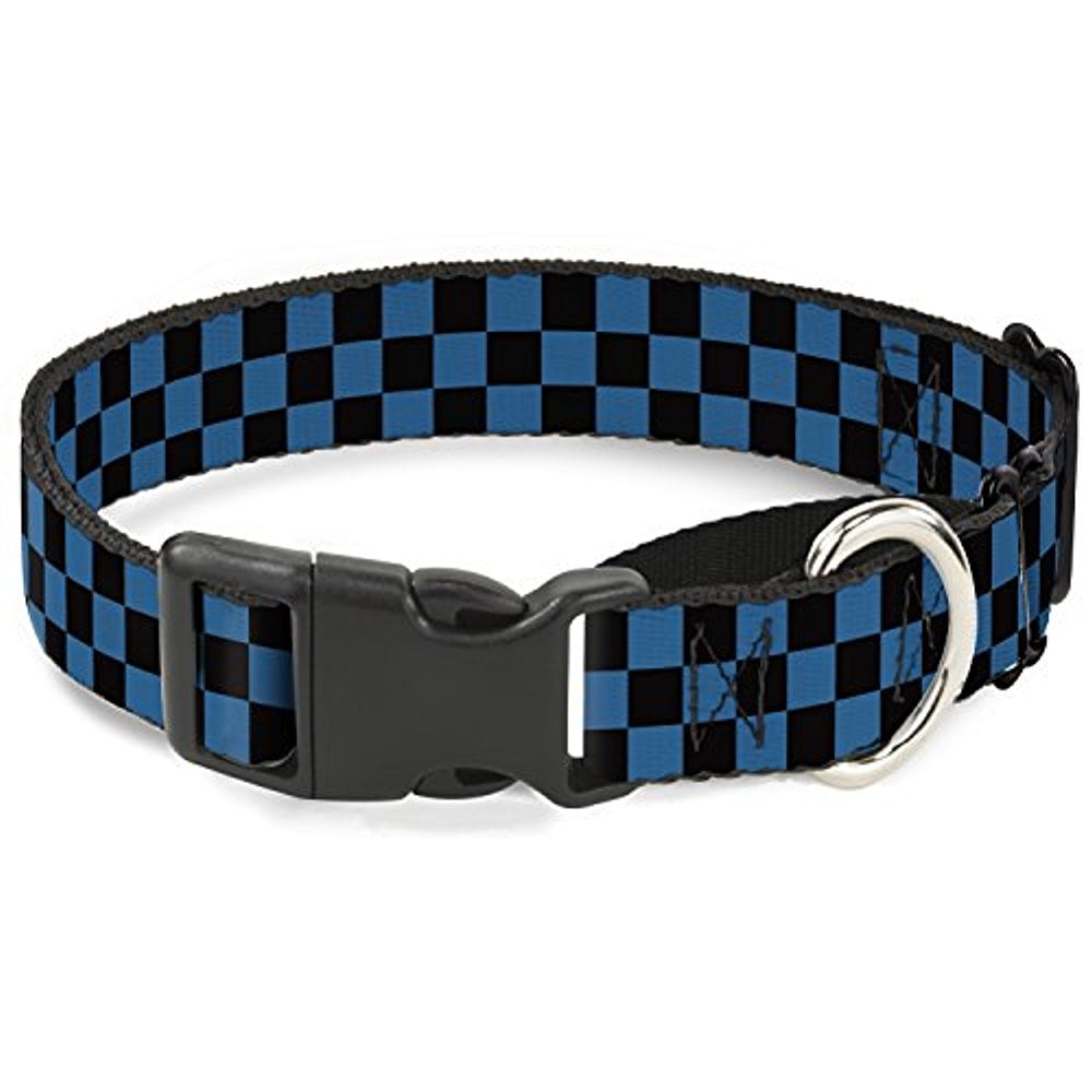 buckle-down checker black turquoise martingale dog collar