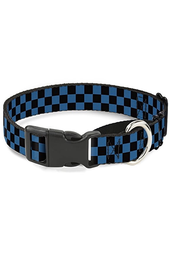 checker black turquoise martingale dog collar