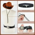 thumbnail image 3 of 3pcs 3 styles PU Leather Men's Chain Belt & Bolo Tie & Adjustable Hat Band Western Cowboy Alloy Cattle Jewelry set Black 49-5/8 inch(126cm) 40.55 inch(103cm) 762x33x6mm, 3 of 7