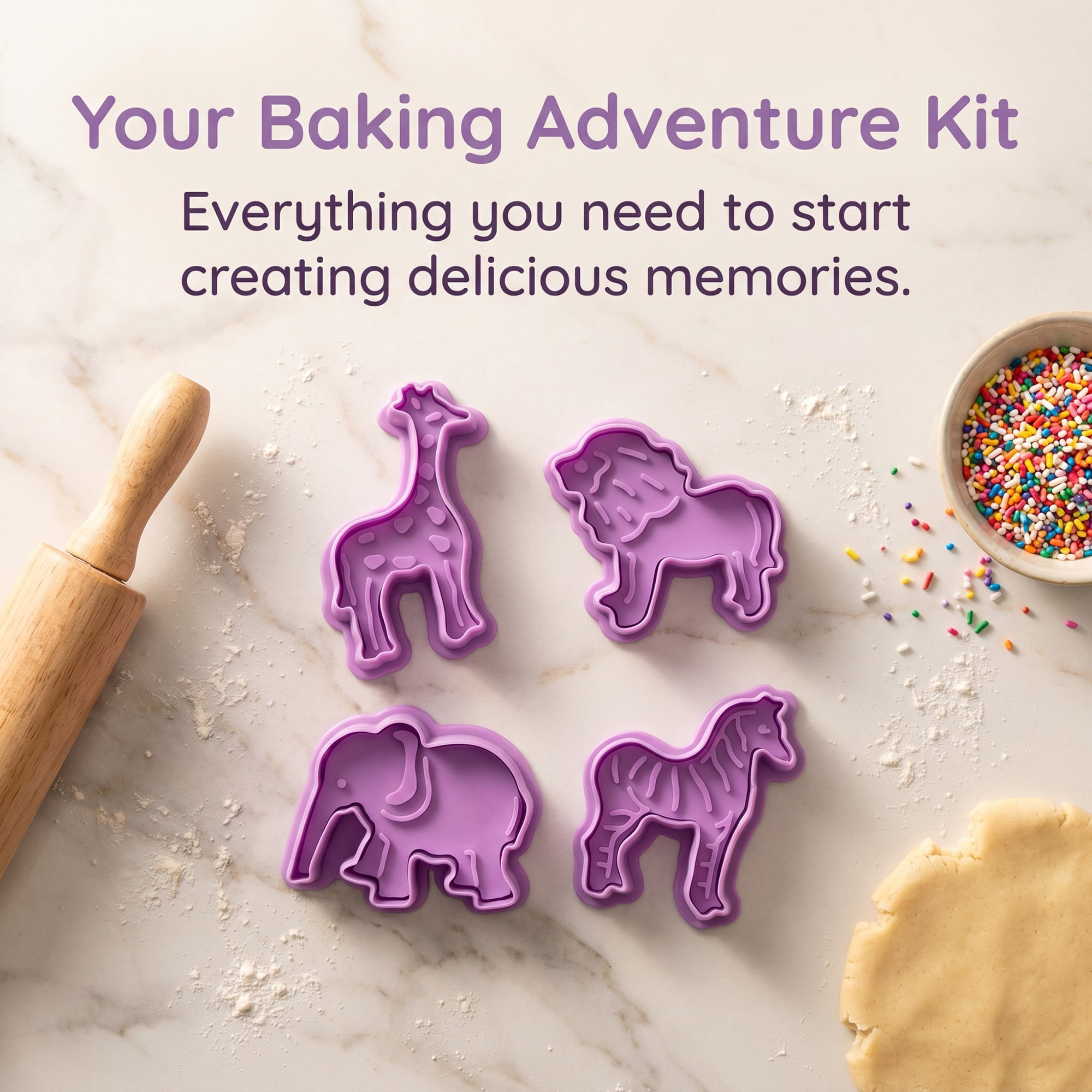 Unique Bargains 4Pcs Plastic Small Cookie Cutters for Baking Biscuit Purple-4