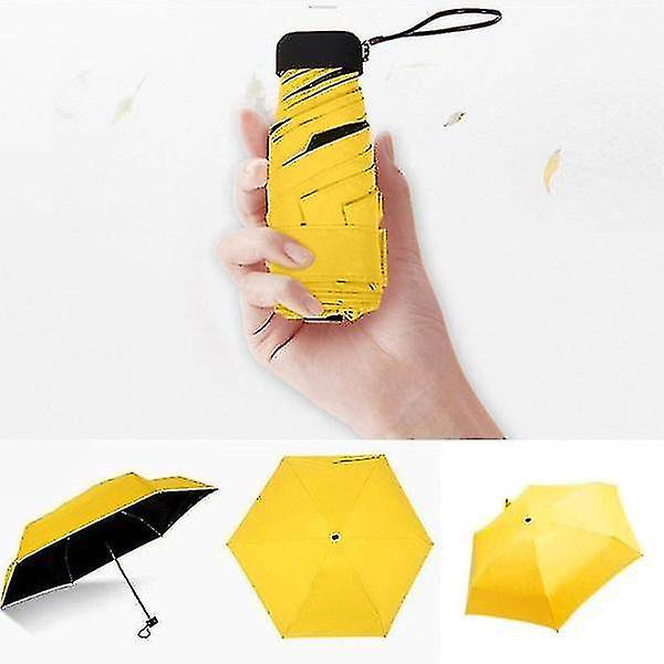 1 mini paraguas de lluvia y sol de bolsillo (amarillo)