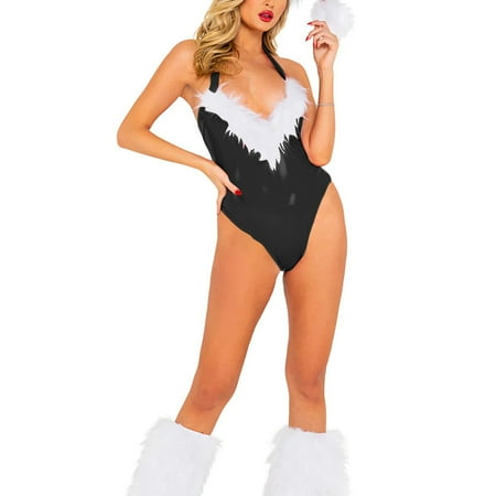Sexy Halter Backless Wetlook Cosplay Bodysuit Womens Sleeveless Vinyl PVC Leather High Cut Rompers