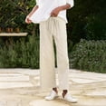 thumbnail image 4 of Women's Linen High Waist Wide Leg Work Pants - Lace-Up, Belt Pocket for Work, 4 of 8