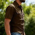 thumbnail image 3 of Havenx Men's Safari Cargo Shirt Short Sleeve Button Down Cargo Shirt with Pockets Collared Top Work Comfy Camping Work Hiking Casual Clothes,Coffee XL, 3 of 7
