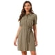 thumbnail image 1 of Vestidos de safari para mujer Vestido camisero con botones y cinturón de manga corta de algodón de verano Marrón M, 1 of 4