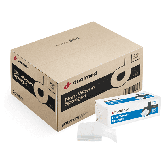 Dealmed Non-Woven Gauze Sponges 3" x 3" (4,000 Count) 4-Ply All-Purpose Non-Sterile Absorbent Dental Gauze Wound Care Product for First Aid Kit/Medical Facilities