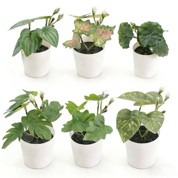 USPEED 6 Pack Fake Plants for Room Decor,Mini Artificial Potted Plants for Home Office Living Kitchen Classroom Table Shelf Desk Farmhouse Bathroom Indoor Decor