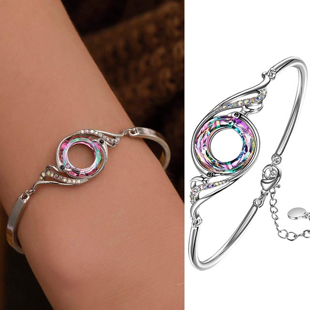 CreativoColoridoCristalPavoRealGradientePulseraJoyeríaRegalosparaDamasMamáExquisitaPulseraBohoPulseraAmorDía Zhivalor CZJP-ZC57