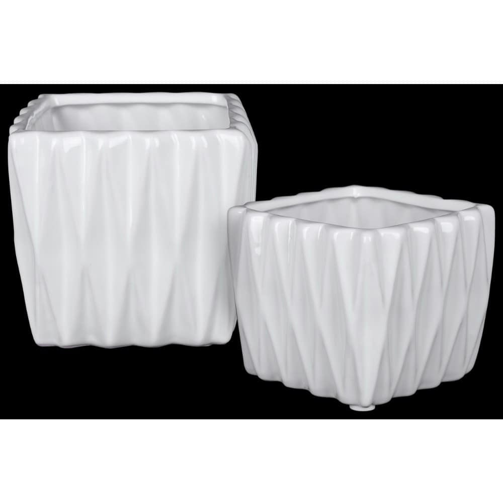 Benzara Bm179016 Square Ceramic Vase With 3d Triangle Pattern 44