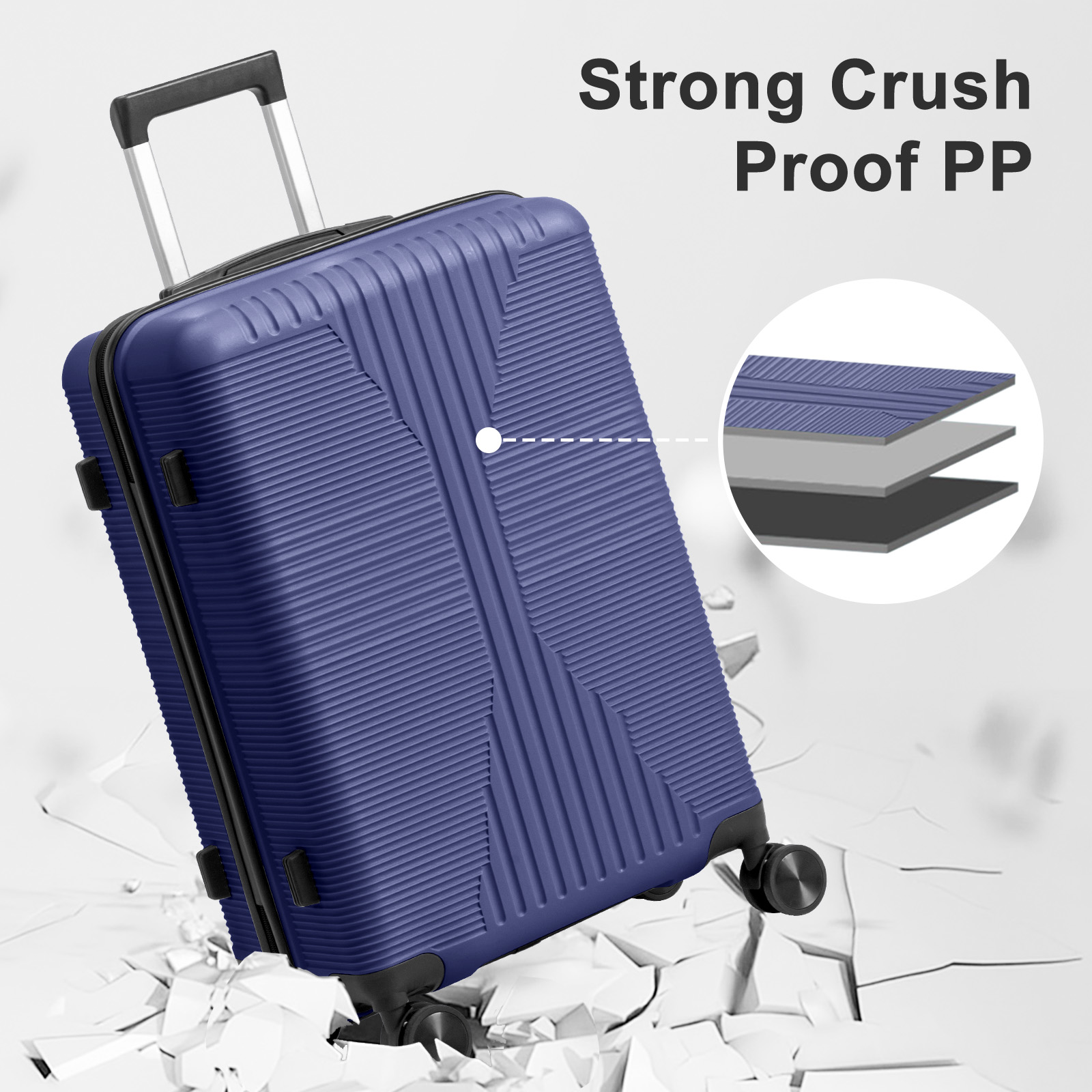 Ktaxon Luggage Set 2 Piece Carry-on, PP Hard Shell Suitcase 14" 20" Luggage Sets Spinner Wheels, Blue