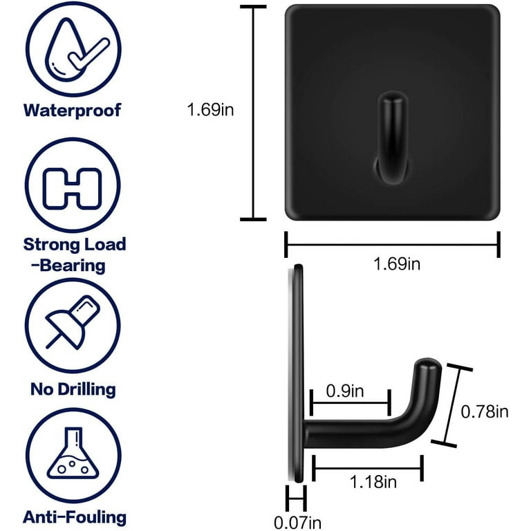 Tickjoy Adhesive Hooks 10 Pack - Heavy Duty Towel Hooks for Bathrooms,  Waterproof Shower Hooks for Inside Shower Bathroom Bedroom Kitchen (Matte