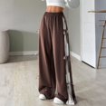 thumbnail image 5 of Women's Y2K Bow Knot Wide Leg Sweatpants Elastic High Waist Loose Casual Trousers Streetwear Baggy Pants Brown XL, 5 of 6