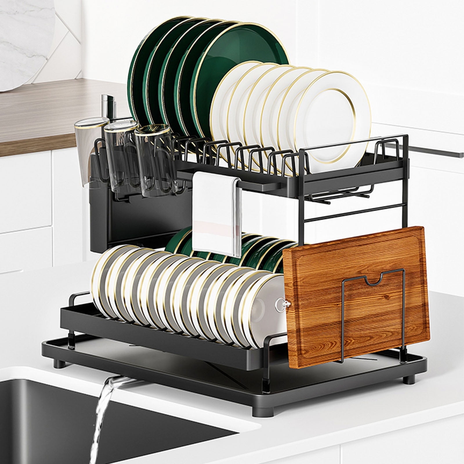 Rubbermaid Small Antimicrobial Kitchen Dish Drainer Rack for Counter Sink White 1858900 Walmart