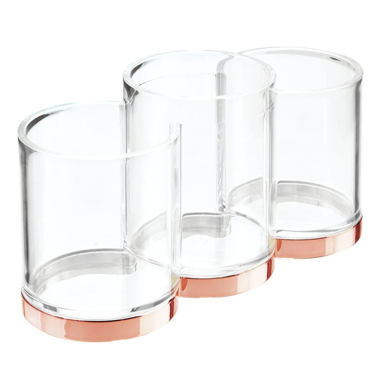 Home Collection 3 Sectioned Clear Plastic Vanity Organizers,  2.875x5.5x4.125-in.