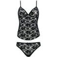 thumbnail image 3 of Curve Muse Women's Sexy Slim Fit Camisole Tank Top with Shorts Pajama Set pack of 2-BLACK,WHITE-S, 3 of 7