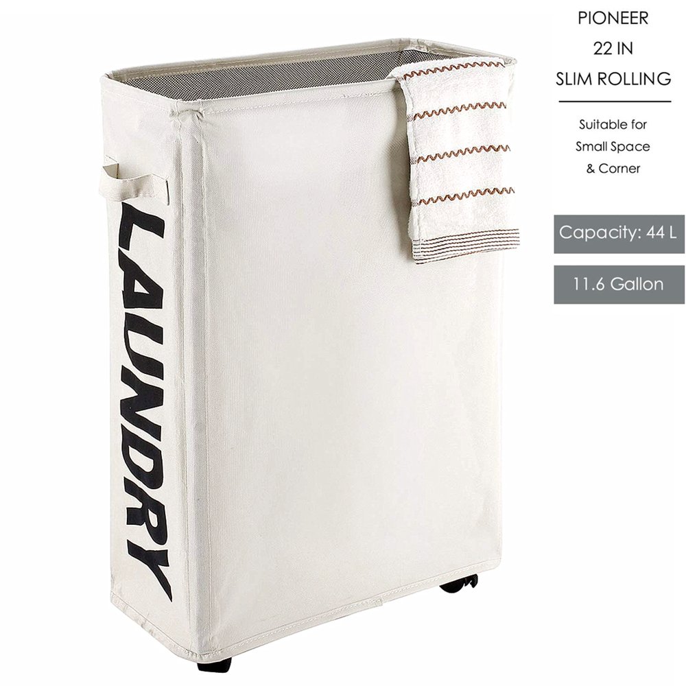 22 Inch Mobile Laundry Hamper With Wheels, Rolling Foldable Laundry