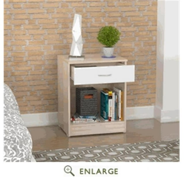 Inval America MN-3110 Night Stand One Drawer, Laricina & White-Beech