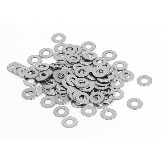 M2 304 Stainless Steel Flat Washers Gaskets Spacers Silver Tone 100PCS