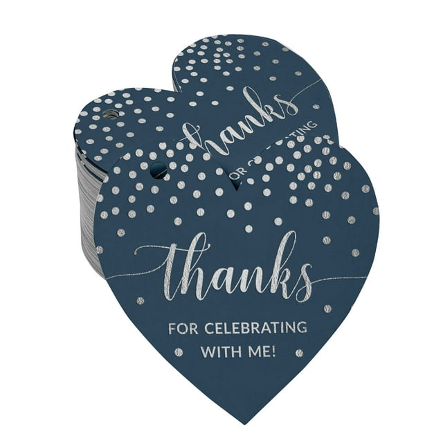 Inkdotpot Real Silver Foil Thanks For Celebrating With Me Birthday Tags Favor Hang Paper Tags 50 Pieces