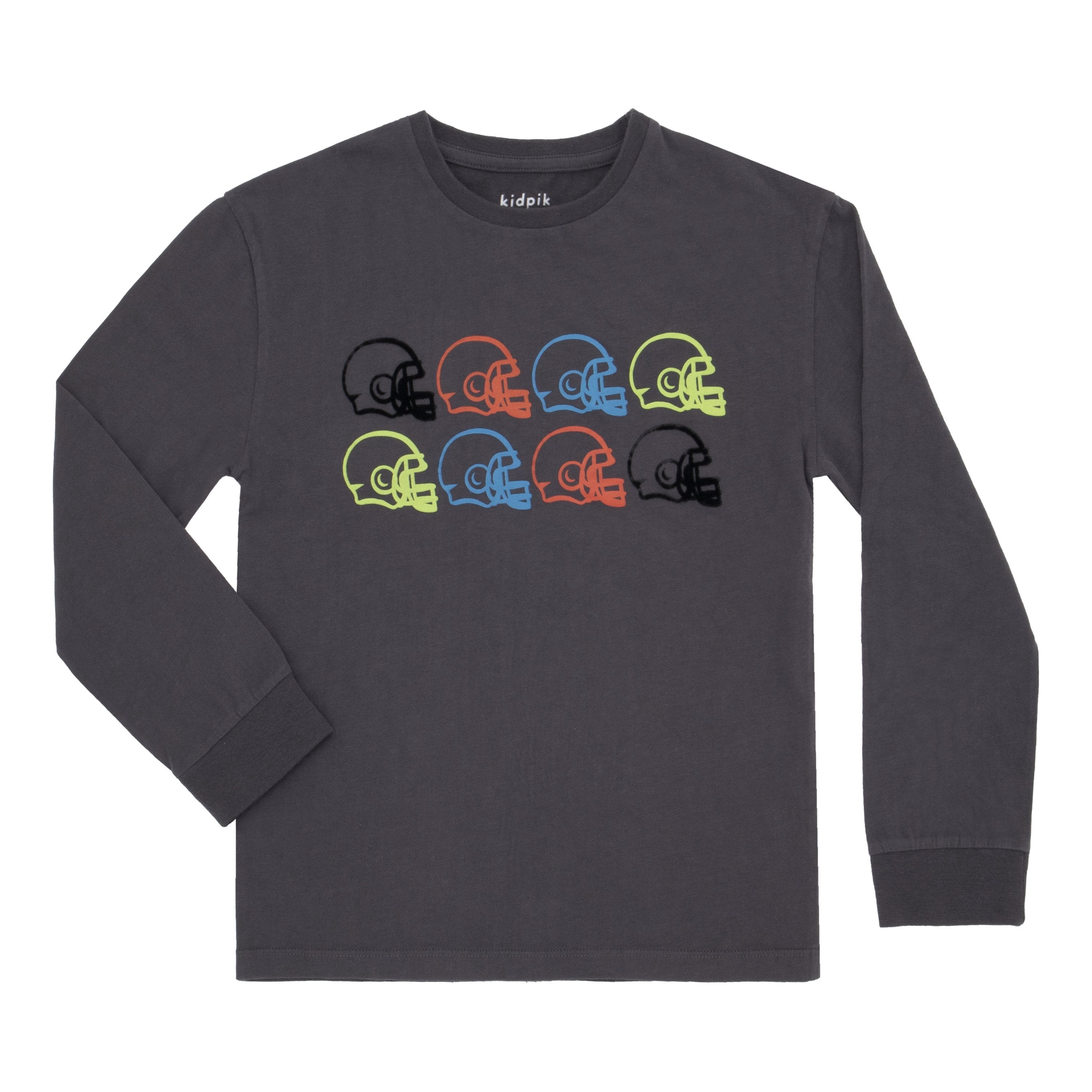KIDPIK Boys Long Sleeve Football Helmet Graphic TShirt, Size 2T XL