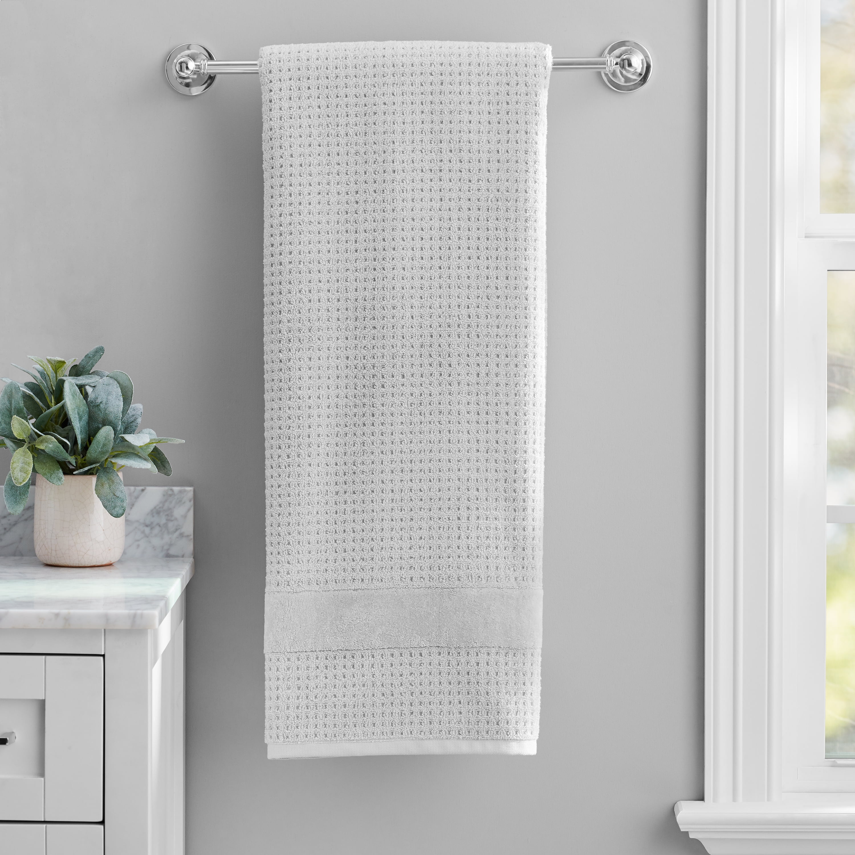 Hotel Style Turkish Cotton Bath Towel Collection Textured Silver Bath Towel