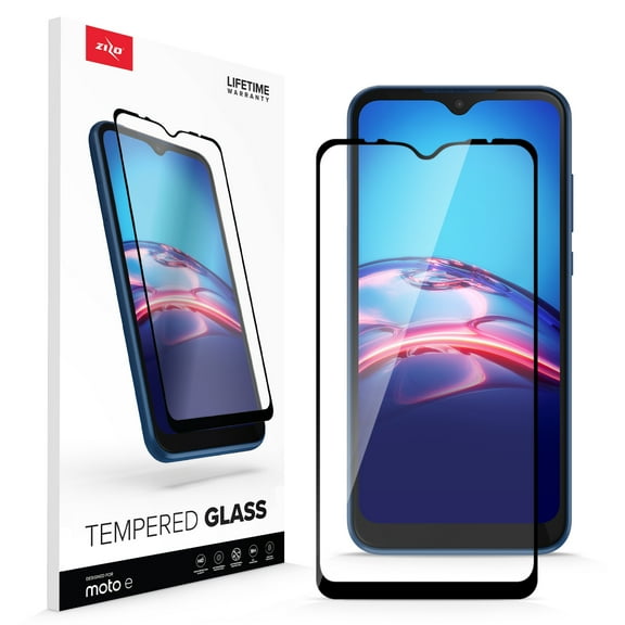ZIZO TEMPERED GLASS Screen Protector for Moto E (2020) Full Glue Clear Screen Protector with Anti Scratch and 9H Hardness - Black