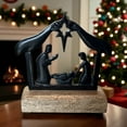 thumbnail image 7 of Nativity Scene Christmas Decoration Rustic Wood & Metal Holy Family With Baby Jesus Tabletop Religious Holiday Décor Home Mantel Desk Centerpiece Fireplace (5 3/4" x 5 3/4"), 7 of 7