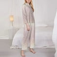 thumbnail image 4 of Kll Glitter Light Pearl Print Women'S Long Sleeve Pajamas With Pants Sleepwear Loungewear 2 Set-Small, 4 of 9