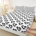 thumbnail image 3 of Homewish Cute Loves Pattern Bed Sheets,Abstract Graffiti King Sheets,White Black Sheet Set For Girls Kids,Ultra Soft Home Decor,4pcs, 3 of 7