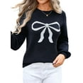 thumbnail image 3 of Women Cute Sweater Y2k Long Sleeve Crew Neck Knit Sweaters Aesthetic Pullover Top Black S, 3 of 9
