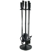 VODA Fireplace Tools Set 5 Pcs 31In Cast Iron Fireplace Tools Indoor Fireside Accessories Large Fire Place Tool Set Outdoor Holder Fire Kit with Poker Shovel Tongs Brush, Stand