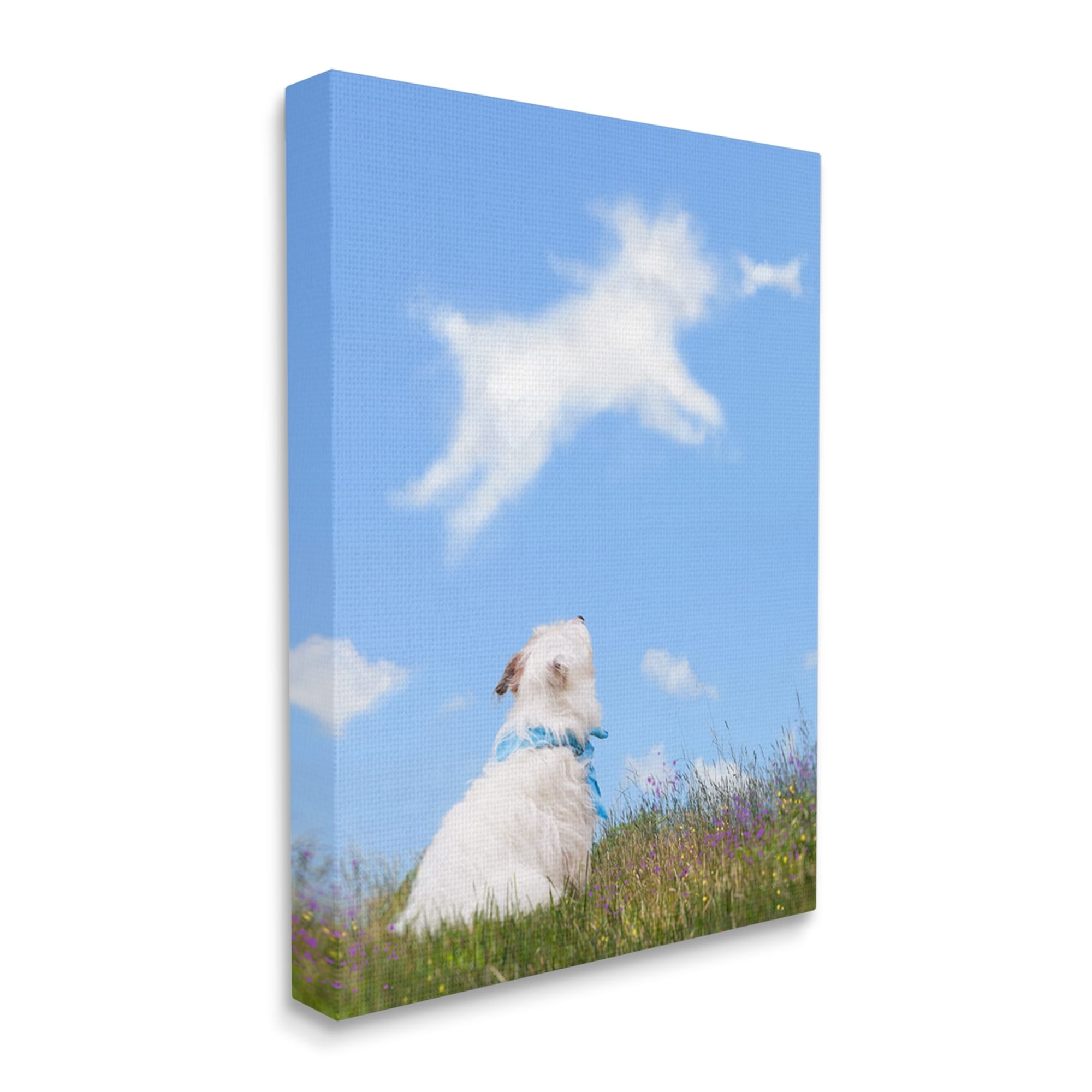 Stupell Industries White Dog Watching Shaped Clouds Chasing Bone Graphic Art Gallery Wrapped Canvas Print Wall Art, Design by Michael Quackenbush