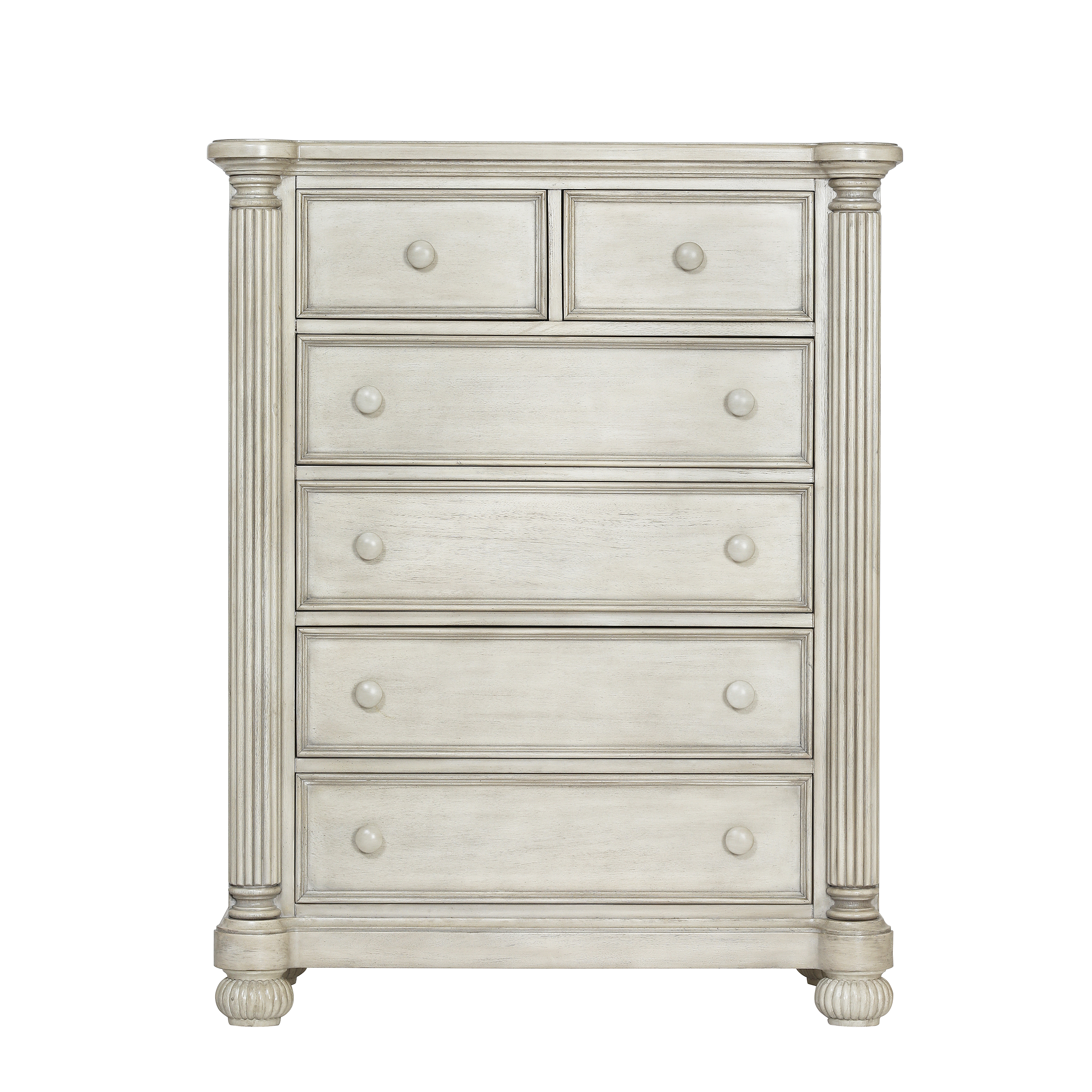 Kingsley Charleston 6 Drawer Chest in Weathered White