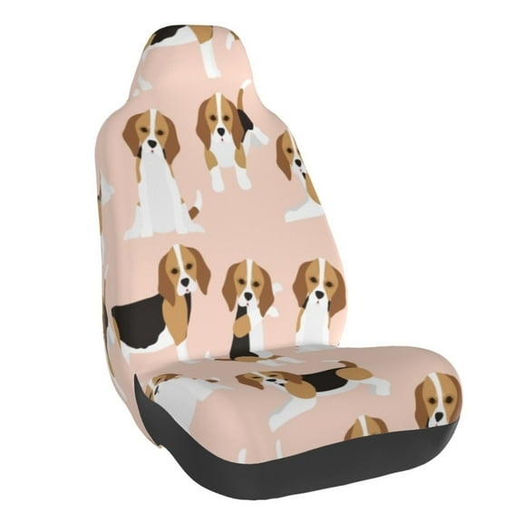 Naloa Beagle Dog On Brown Car Seat Covers Universal Front Seat Coves for Car Accessories ,Padded Car Covers for Automotive, SUV, Truck, and Van