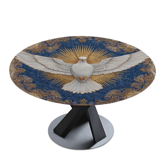 Round Premium Polyester Tablecloth Round Table Cloth Cover For Kitchen And Dining Room Holy Spirit