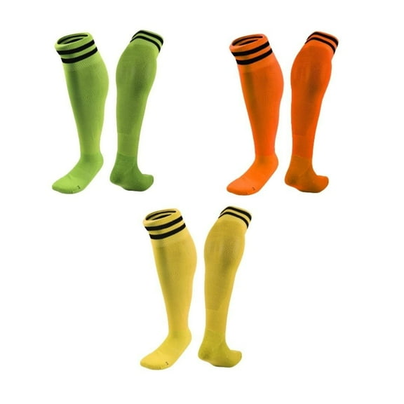 Lian LifeStyle 3 Pairs Knee High Sports Socks for Soccer, Softball, Baseball, Soccer, and Many Other Sports XL002 Size S Green,Orange,Yellow