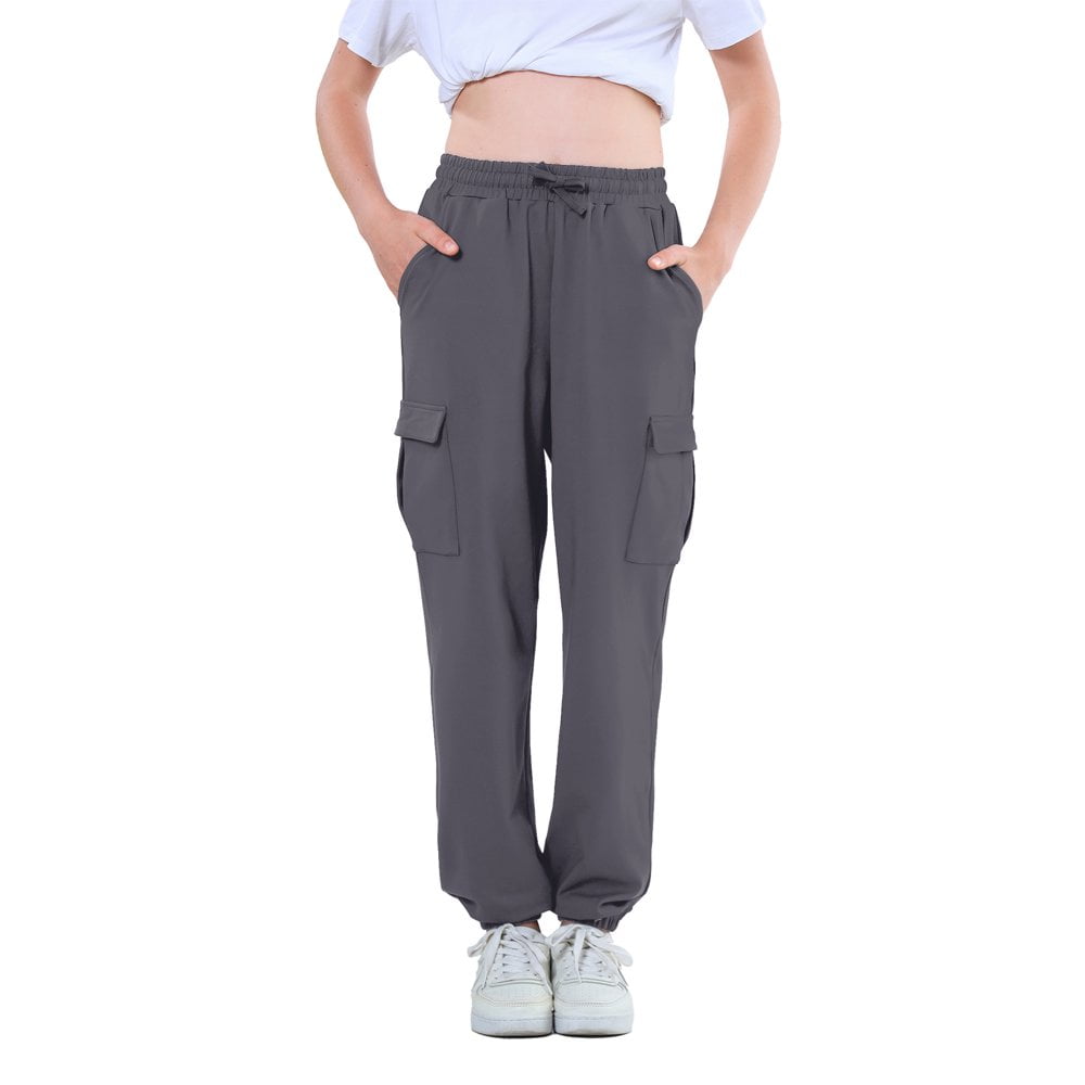 Chuank Girls Sweatpants Cargo Jogger Pants Casual Girl s Elastic Waist Pants With Pockets 8 14 Black 8y Black 11 12y