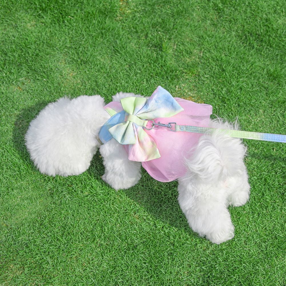 CSCHome Cat Harness Cat Harness and Leash Set Puppy Harness Puppy Leash Bow Pet Chest Strap Back Princess Yarn Dress for Cats Kitten Puppy