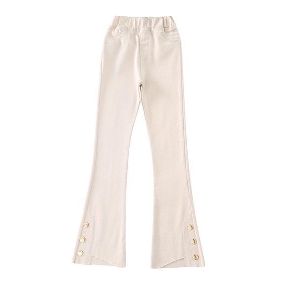 Generic Junior Girls' Casual Flared Pants Girls' High Waisted Palazzo Pants Tollder Girl High Elastic Waist Flare Leg Pants Casual Long Bell Bottom Trousers