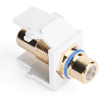 UPC 078477342961 product image for Leviton 40830-BWL QuickPort RCA, Gold-Plated Connector with Blue Stripe, White | upcitemdb.com