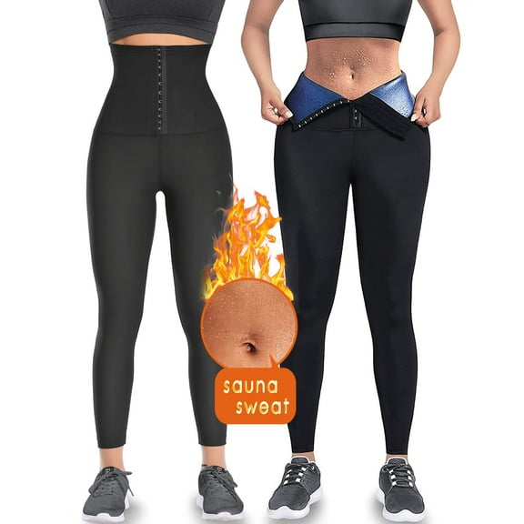 Vaslanda Thermo Sauna Sweat Pants for Women High Waisted Neoprene Corset Leggings Workout Waist Trainer Body Shaper