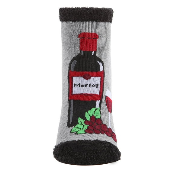 MeMoi Women's You Had Me At Merlot Low-Cut Non-Skid Socks - Womens - Female, 9-11, Medium Gray Heather