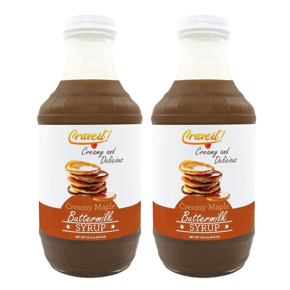 Crave It Buttermilk Syrup – 16 fl oz Creamy Maple Flavor – 2 Pack