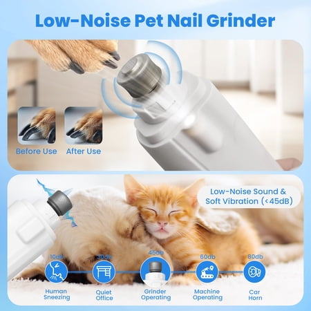 ABSOKE 2-IN-1 DOG CAT NAIL CLIPPERS AND GRINDER WITH 2 LED LIGHTS ,SPLASH GUARD,USB RECHARGEABLE FOR SMALL MEDIUM LARGE DOGS CATS